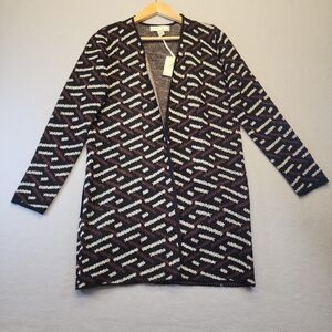 ByDesign Randee Geometric Cardigan NWT Medium Rust Brown Black Library Chic Boho